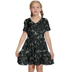 Pattern Texture Army Military Background Kids  Short Sleeve Tiered Mini Dress