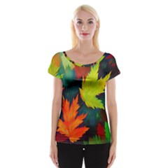 Leaves Foliage Autumn Nature Forest Fall Cap Sleeve Top