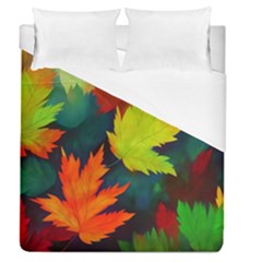Leaves Foliage Autumn Nature Forest Fall Duvet Cover (queen Size) by Uceng
