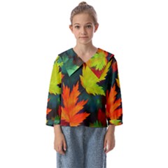 Leaves Foliage Autumn Nature Forest Fall Kids  Sailor Shirt by Uceng