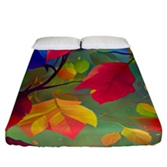 Leaves Foliage Autumn Branch Trees Nature Forest Fitted Sheet (california King Size)