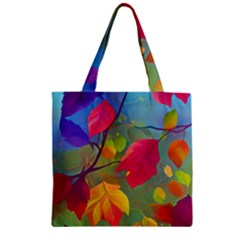 Leaves Foliage Autumn Branch Trees Nature Forest Zipper Grocery Tote Bag by Uceng