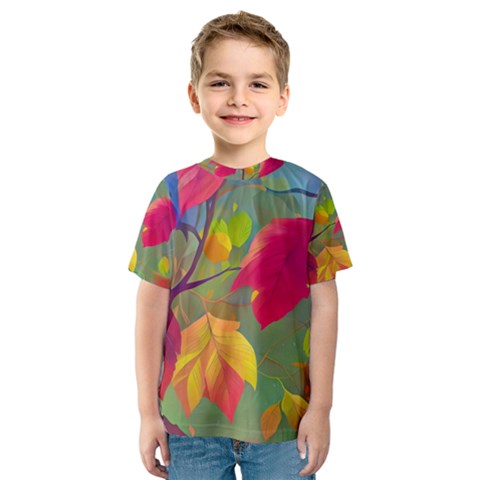 Leaves Foliage Autumn Branch Trees Nature Forest Kids  Sport Mesh Tee by Uceng