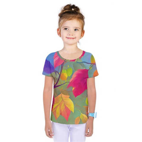 Leaves Foliage Autumn Branch Trees Nature Forest Kids  One Piece Tee by Uceng