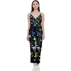 Christmas Star Gloss Lights Light V-neck Spaghetti Strap Tie Front Jumpsuit by Uceng