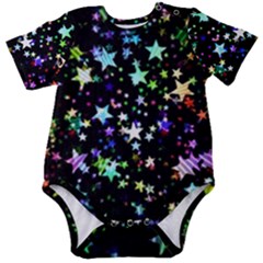 Christmas Star Gloss Lights Light Baby Short Sleeve Onesie Bodysuit by Uceng