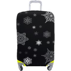 Christmas Snowflake Seamless Pattern With Tiled Falling Snow Luggage Cover (large) by Uceng