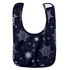 Christmas Snowflake Seamless Pattern With Tiled Falling Snow Baby Bib by Uceng