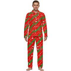 Christmas Paper Star Texture Men s Long Sleeve Velvet Pocket Pajamas Set