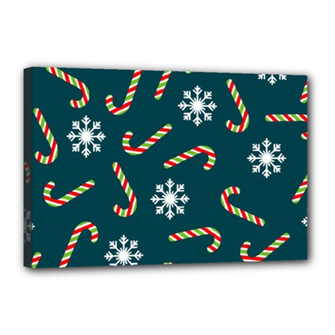 Christmas Seamless Pattern With Candies Snowflakes Canvas 18  X 12  (stretched) by Uceng