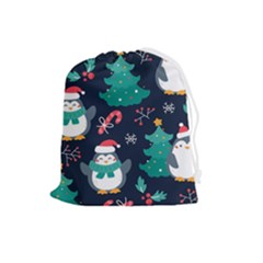 Colorful Funny Christmas Pattern Drawstring Pouch (Large)