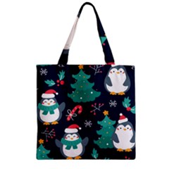 Colorful Funny Christmas Pattern Zipper Grocery Tote Bag