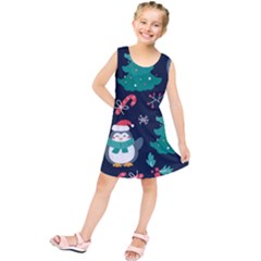 Colorful Funny Christmas Pattern Kids  Tunic Dress