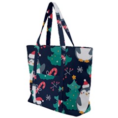 Colorful Funny Christmas Pattern Zip Up Canvas Bag