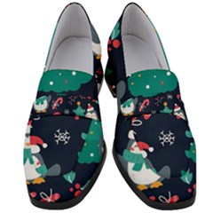 Colorful Funny Christmas Pattern Women s Chunky Heel Loafers