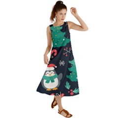 Colorful Funny Christmas Pattern Summer Maxi Dress