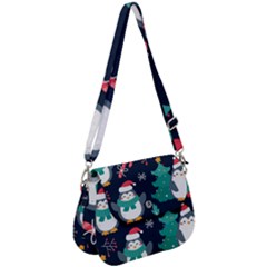 Colorful Funny Christmas Pattern Saddle Handbag by Uceng