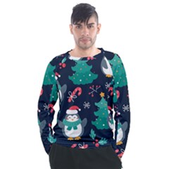 Colorful Funny Christmas Pattern Men s Long Sleeve Raglan Tee