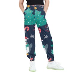 Colorful Funny Christmas Pattern Kids  Elastic Waist Pants