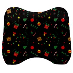 Christmas Pattern Texture Colorful Wallpaper Velour Head Support Cushion by Uceng