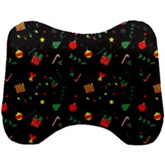 Christmas Pattern Texture Colorful Wallpaper Head Support Cushion by Uceng