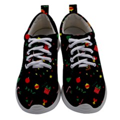 Christmas Pattern Texture Colorful Wallpaper Women Athletic Shoes by Uceng