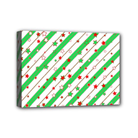 Christmas Paper Stars Pattern Texture Background Colorful Colors Seamless Mini Canvas 7  X 5  (stretched) by Uceng