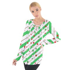 Christmas Paper Stars Pattern Texture Background Colorful Colors Seamless Tie Up Tee by Uceng