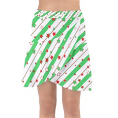 Christmas Paper Stars Pattern Texture Background Colorful Colors Seamless Wrap Front Skirt by Uceng