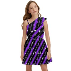 Christmas Paper Star Texture Kids  One Shoulder Party Dress
