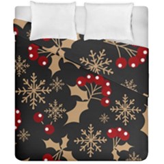 Christmas Pattern With Snowflakes Berries Duvet Cover Double Side (california King Size) by Uceng
