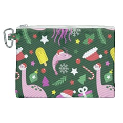 Dinosaur Colorful Funny Christmas Pattern Canvas Cosmetic Bag (xl) by Uceng