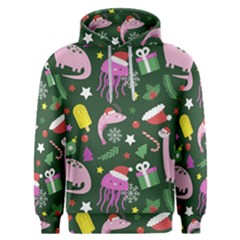 Dinosaur Colorful Funny Christmas Pattern Men s Overhead Hoodie