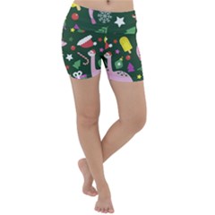 Dinosaur Colorful Funny Christmas Pattern Lightweight Velour Yoga Shorts by Uceng