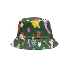 Dinosaur Colorful Funny Christmas Pattern Inside Out Bucket Hat (Kids)