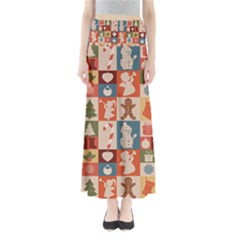 Cute Christmas Seamless Pattern Vector  - Full Length Maxi Skirt by Uceng