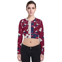 Flat Design Christmas Pattern Collection Art Long Sleeve Zip Up Bomber Jacket