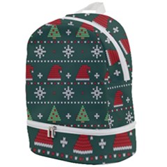 Beautiful Knitted Christmas Pattern Zip Bottom Backpack by Uceng
