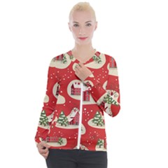 Christmas New Year Seamless Pattern Casual Zip Up Jacket by Uceng