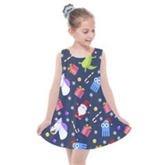 Colorful Funny Christmas Pattern Kids  Summer Dress by Uceng