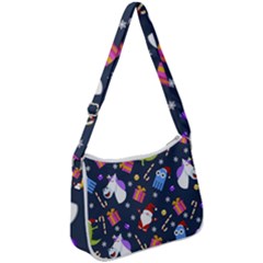 Colorful Funny Christmas Pattern Zip Up Shoulder Bag by Uceng