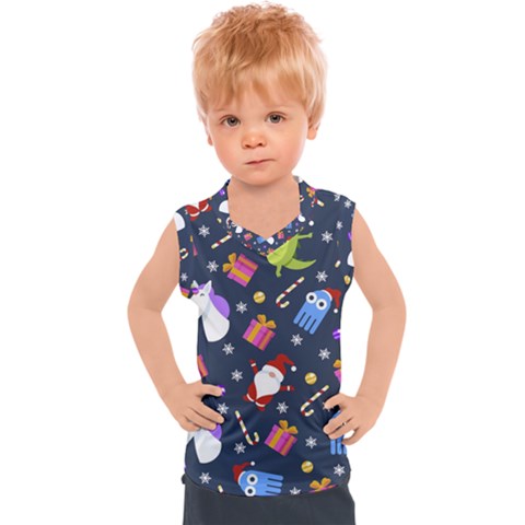 Colorful Funny Christmas Pattern Kids  Sport Tank Top by Uceng