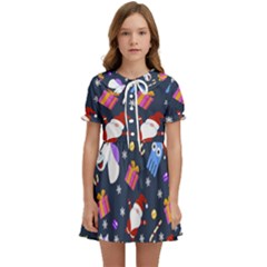 Colorful Funny Christmas Pattern Kids  Sweet Collar Dress by Uceng