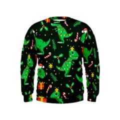 Christmas Funny Pattern Dinosaurs Kids  Sweatshirt by Uceng