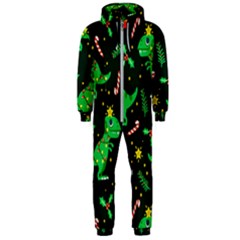 Christmas Funny Pattern Dinosaurs Hooded Jumpsuit (men) by Uceng