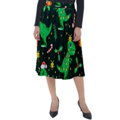 Christmas Funny Pattern Dinosaurs Classic Velour Midi Skirt  by Uceng