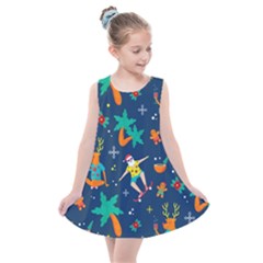 Colorful Funny Christmas Pattern Kids  Summer Dress