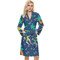 Colorful Funny Christmas Pattern Long Sleeve Velour Robe by Uceng