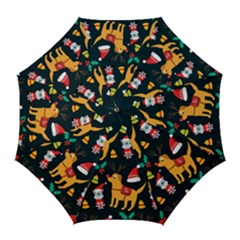 Funny Christmas Pattern Background Golf Umbrellas by Uceng
