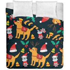 Funny Christmas Pattern Background Duvet Cover Double Side (California King Size)